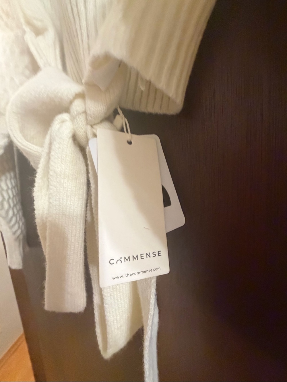 Commense Cream Cropped Turtleneck Sweater with Tie-Back - Picture 3 of 4